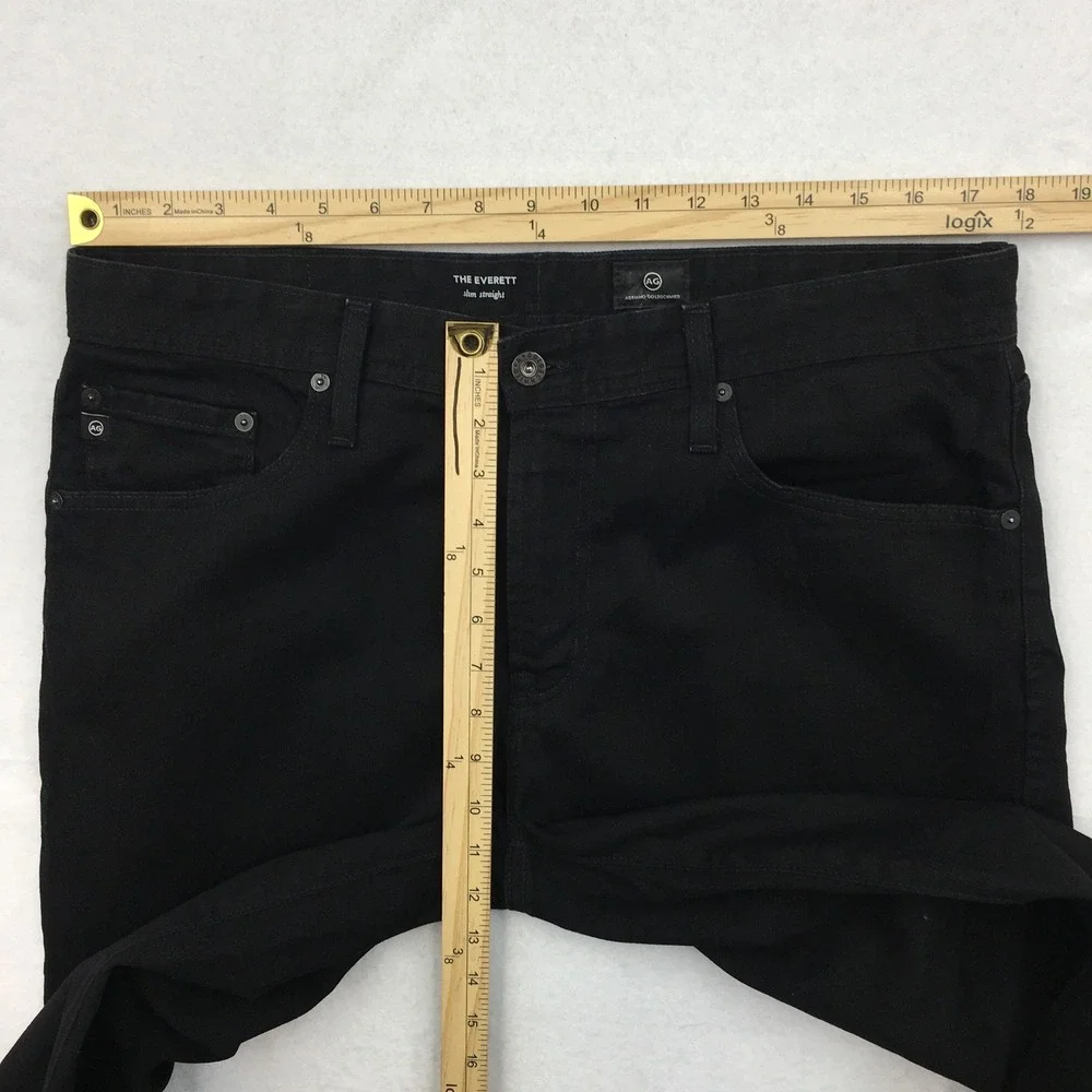 AG Adriano Goldschmied The Everett Slim Straight Black Jeans Mens 34x32 USA Made
